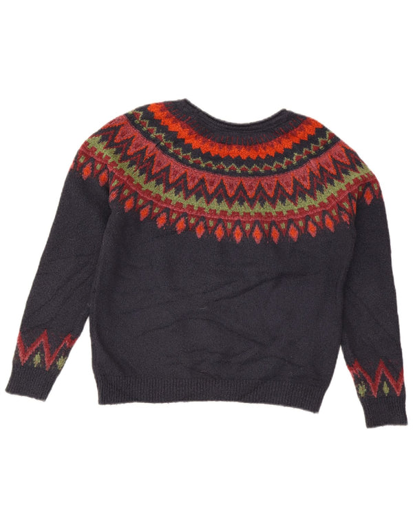 Maglione maglione con scollo a barca da donna Weird Fish UK 10 Small Blu Navy Fair Isle