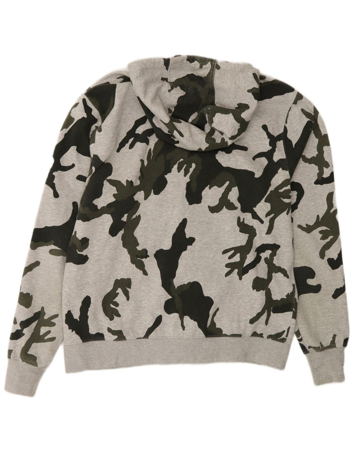 Felpa con cappuccio e zip Nike da uomo, grande, in cotone mimetico grigio