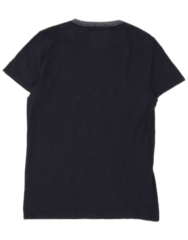 T-shirt grafica da uomo Hollister Top Small in cotone blu navy