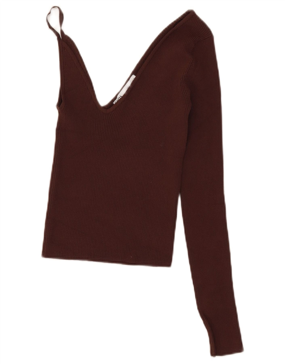 Top corto da donna Zara UK 8 piccolo in viscosa marrone