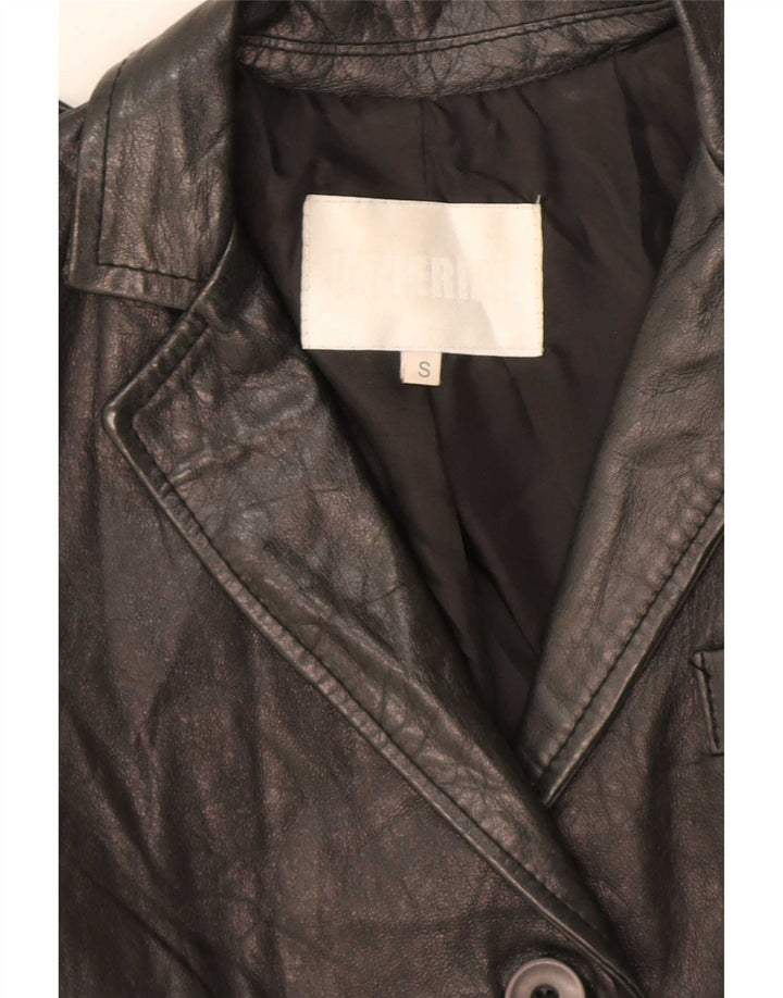 Giacca blazer in pelle a 3 bottoni Imperial da donna UK 10 piccola nera