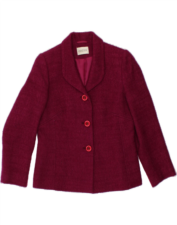 EASTEX Womens 3 Button Blazer Jacket UK 10 Small Maroon Wool Vintage Eastex and Second-Hand Eastex from Messina Hembry 