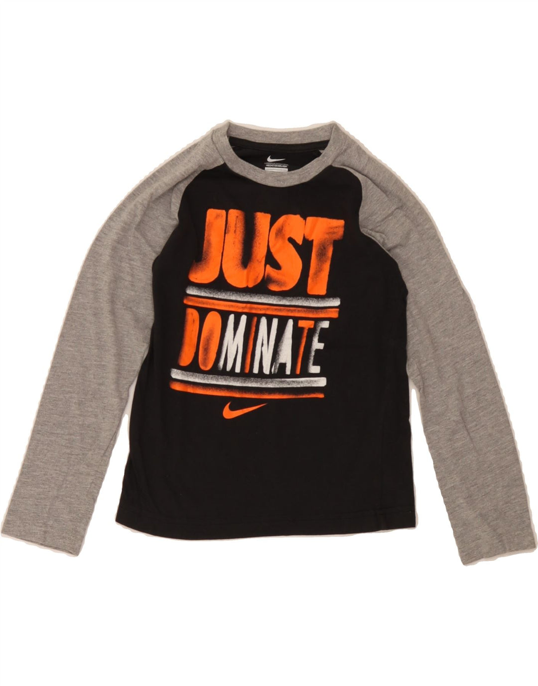 NIKE Boys Graphic Top Long Sleeve 6-7 Years Black Colourblock Cotton Vintage Nike and Second-Hand Nike from Messina Hembry 