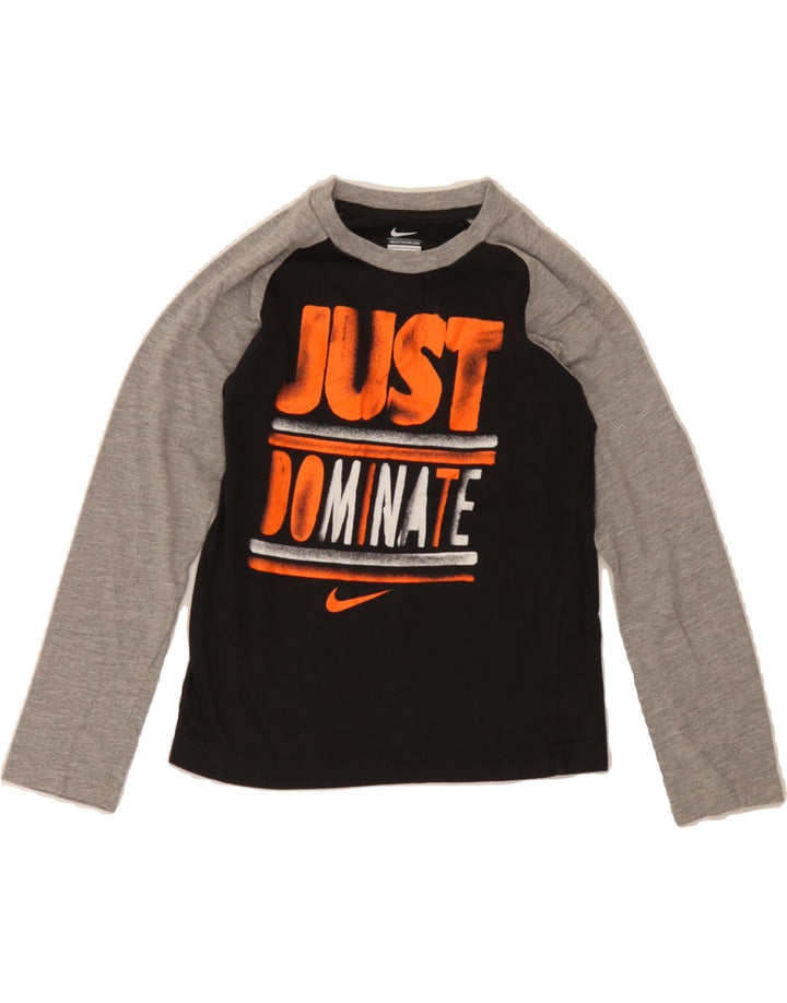 NIKE Boys Graphic Top Long Sleeve 6-7 Years Black Colourblock Cotton Vintage Nike and Second-Hand Nike from Messina Hembry 