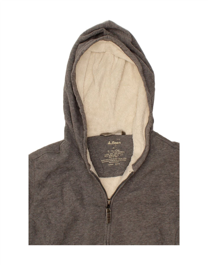 L.L.BEAN Womens Zip Hoodie Sweater UK 14 Medium Grey Cotton Vintage L.L.Bean and Second-Hand L.L.Bean from Messina Hembry 