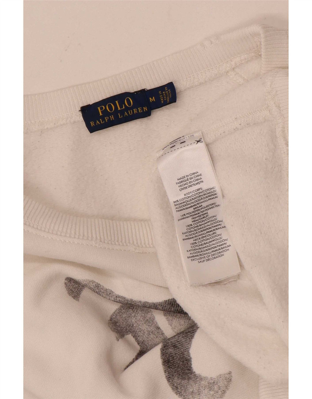 Polo Ralph Lauren Felpa grafica da donna Maglione UK 14 Medio Bianco