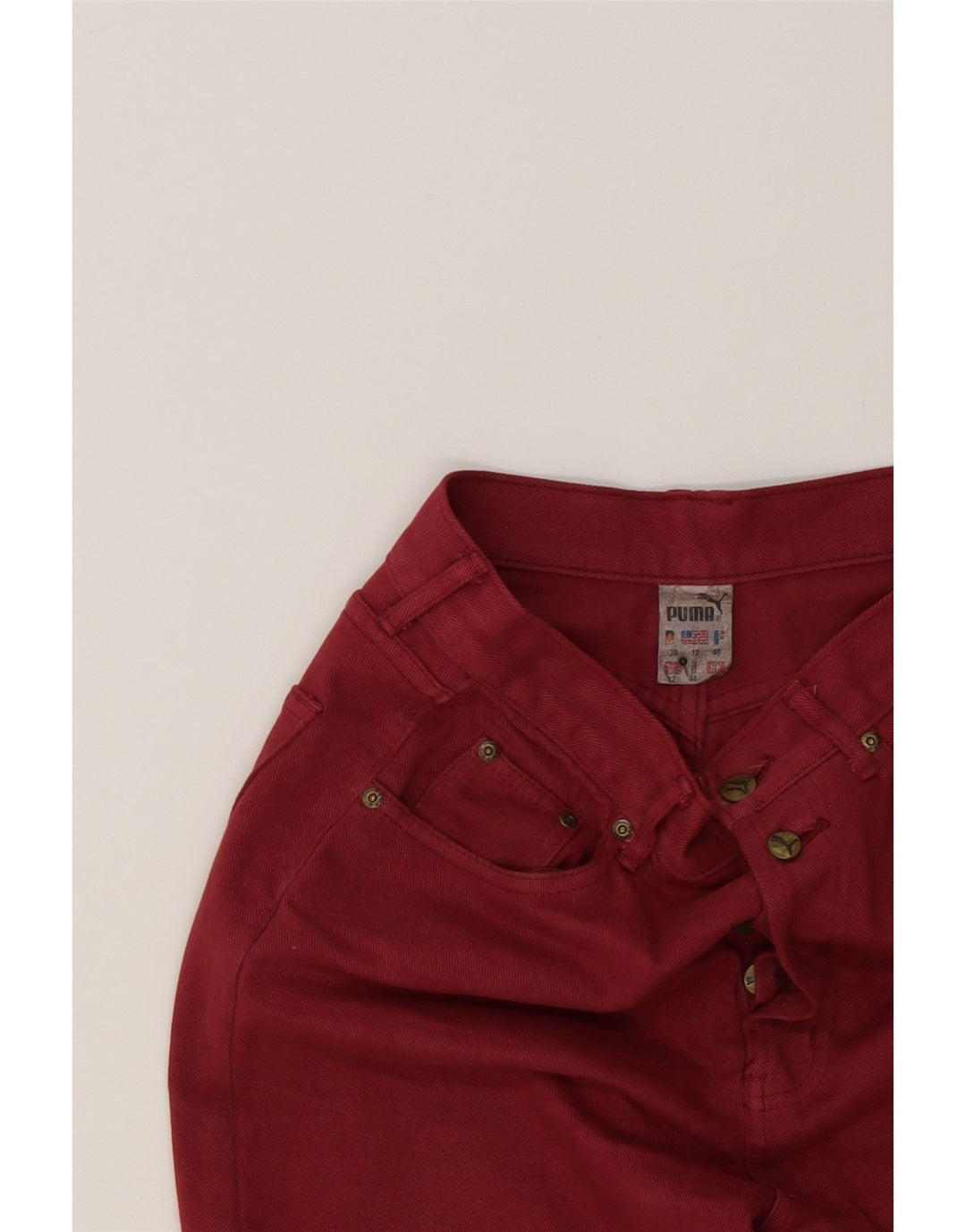 PUMA Womens Straight Jeans UK 12 Medium  Burgundy Cotton Vintage Puma and Second-Hand Puma from Messina Hembry 