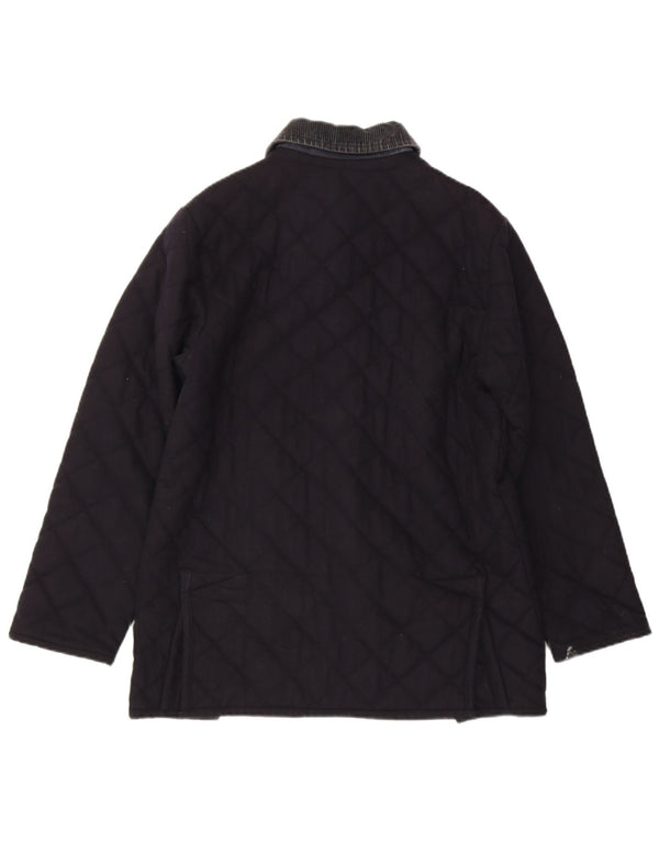 ETRO Mens Quilted Jacket UK 38 Medium Navy Blue Cotton