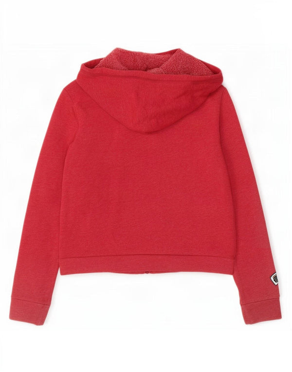 Felpa con cappuccio e zip grafica Hollister da donna UK 16 Large Rosso Cotone