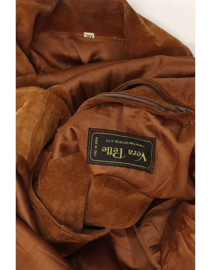 Giacca vintage in pelle scamosciata da uomo UK 44 2XL in pelle marrone
