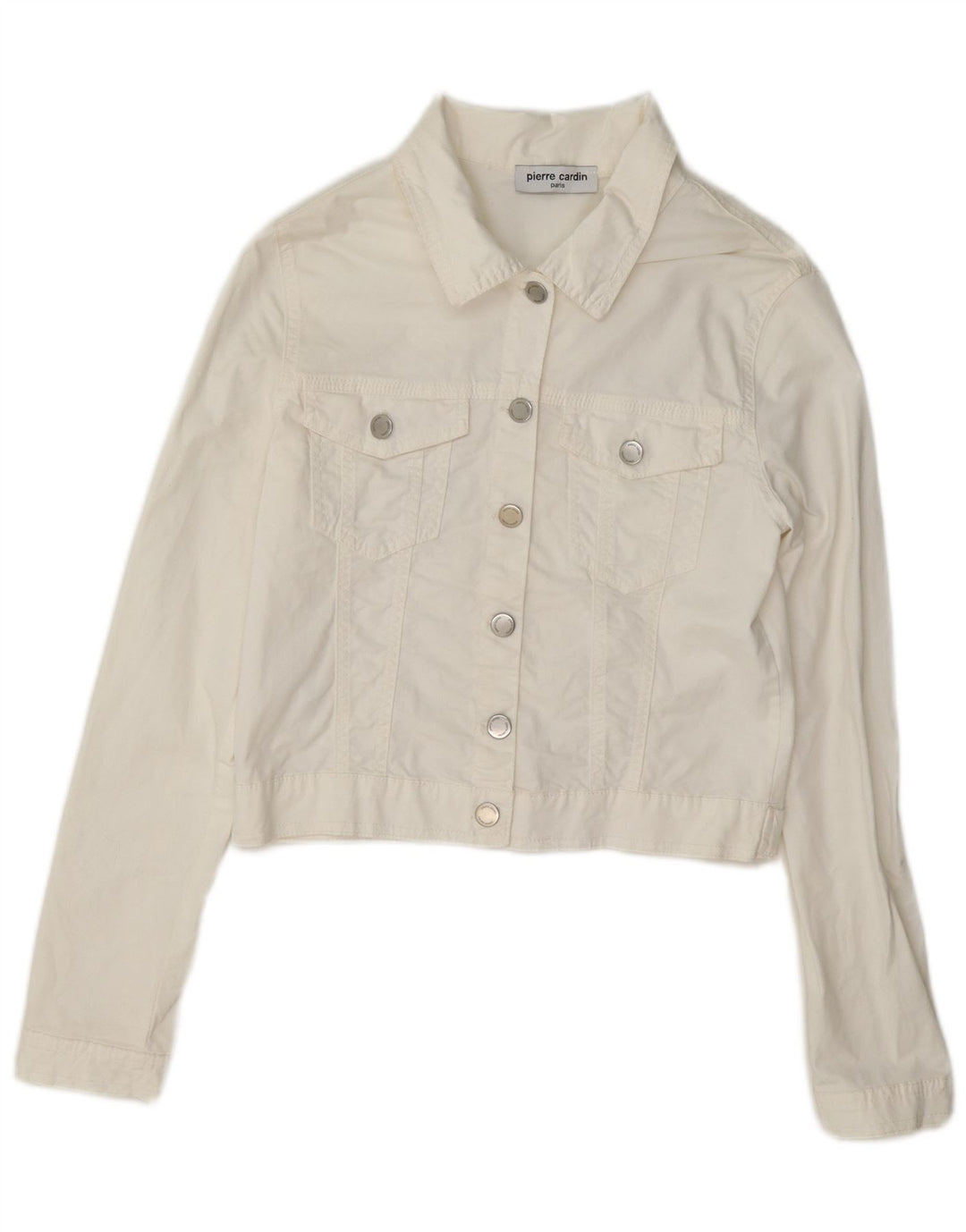 Giacca in denim corto da donna Pierre Cardin IT 44 cotone bianco medio