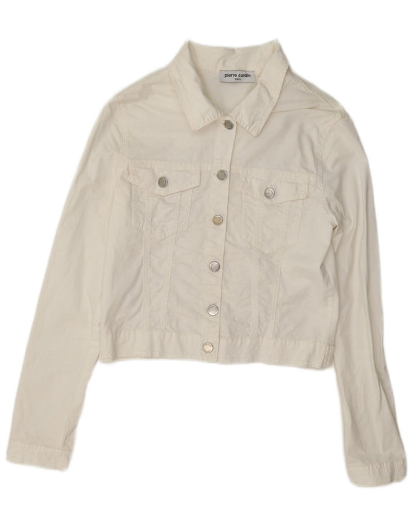 Giacca in denim corto da donna Pierre Cardin IT 44 cotone bianco medio