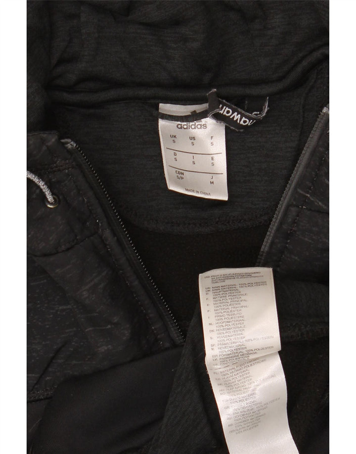 Maglione con cappuccio e zip da uomo Adidas piccolo in poliestere nero