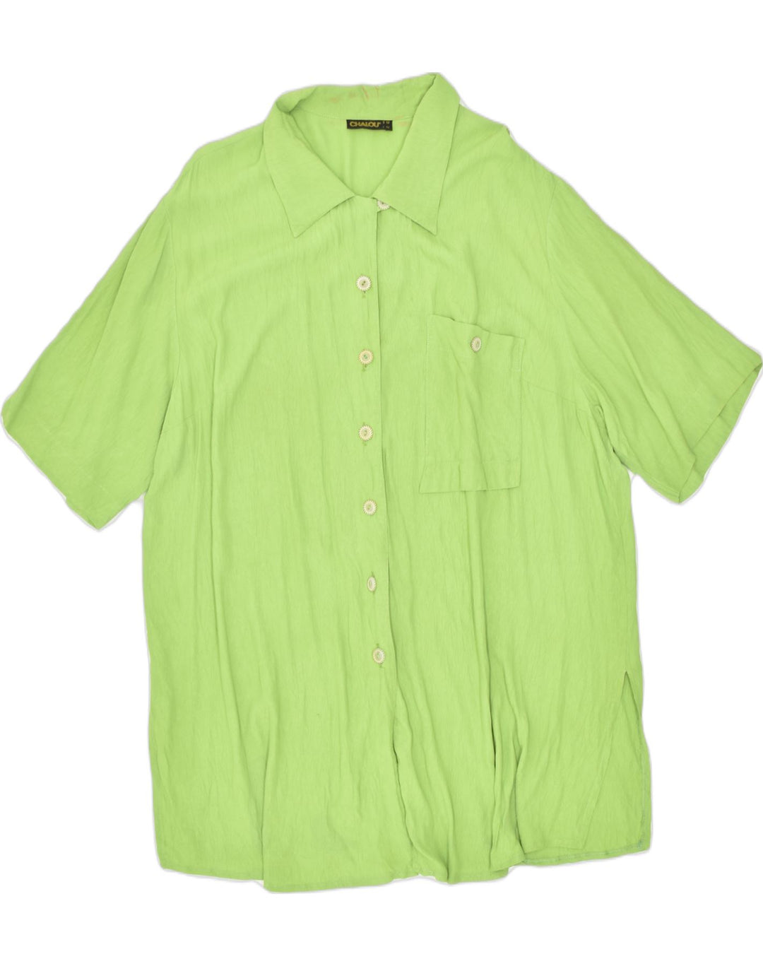 CHALOU Womens Short Sleeve Shirt Blouse EU 52 2XL Green Viscose | Vintage | Thrift | Second-Hand | Used Clothing | Messina Hembry 