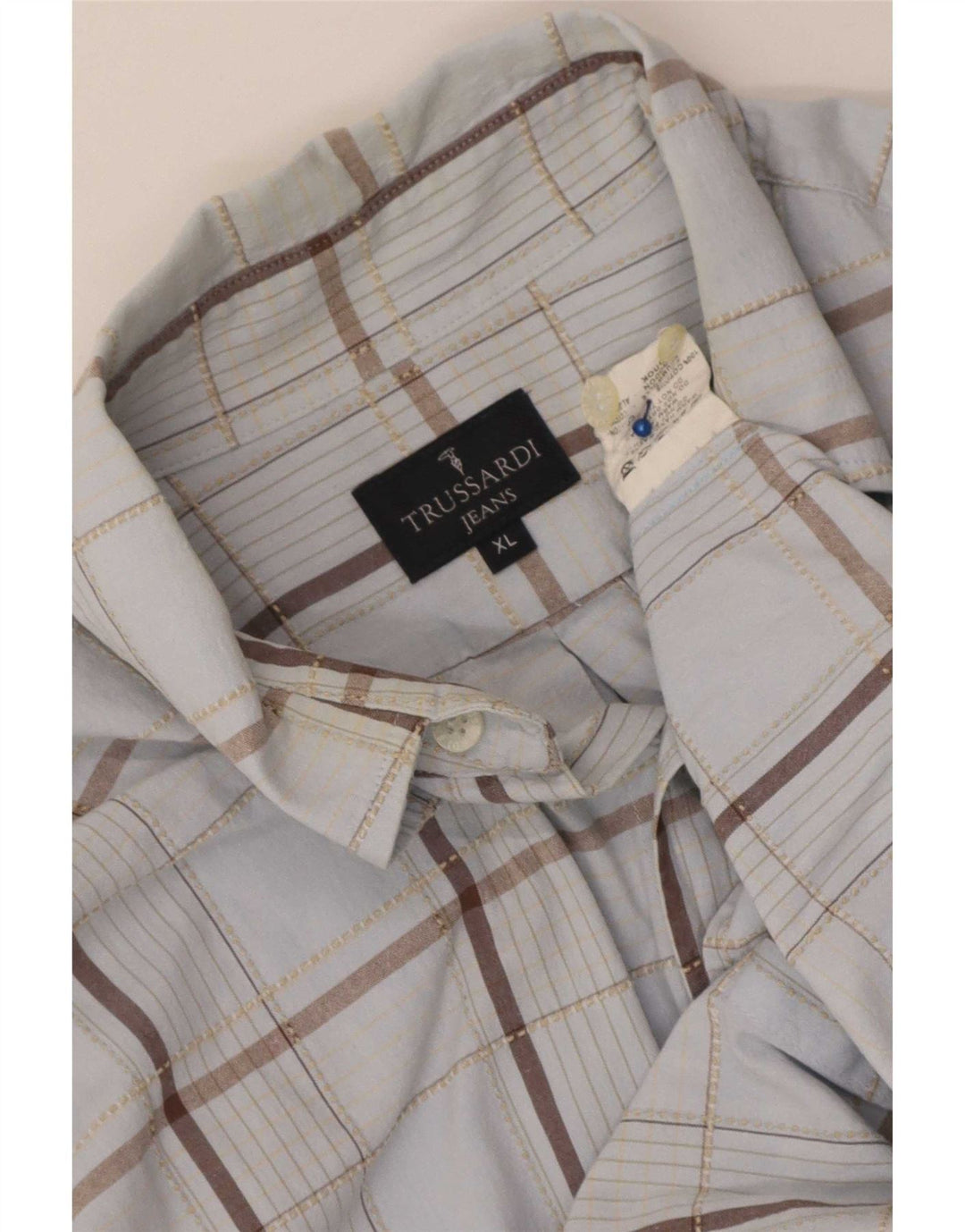 Camicia Trussardi Jeans Uomo XL Blu Check Cotone