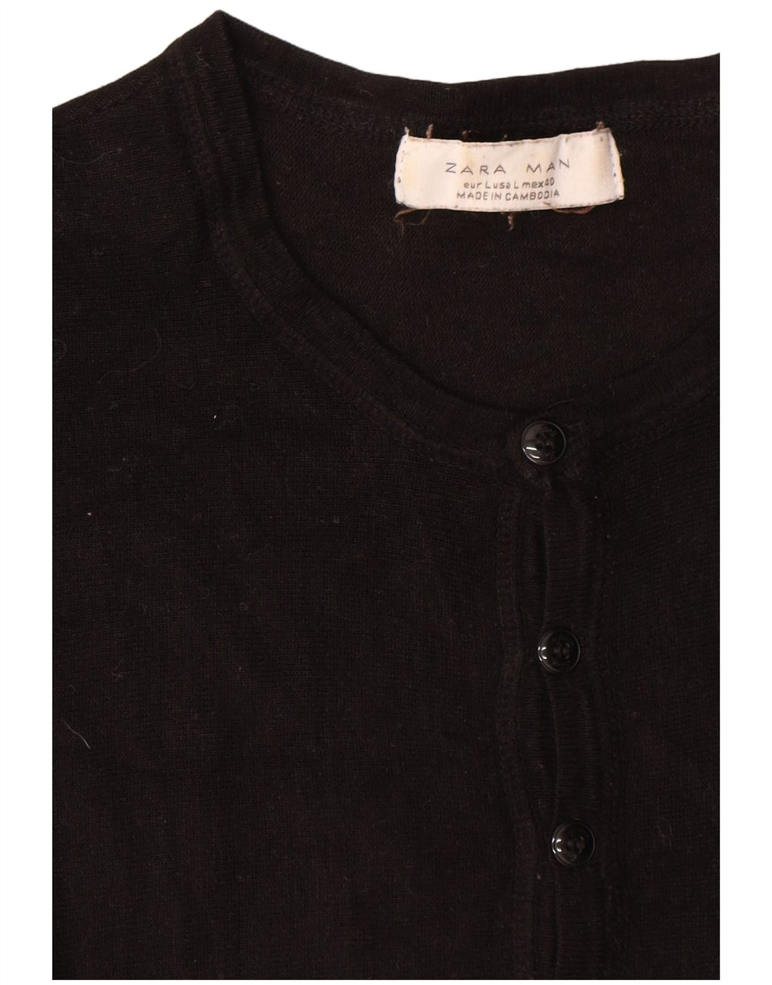 Maglione Zara da uomo a maniche corte con collo e bottoni grande nero