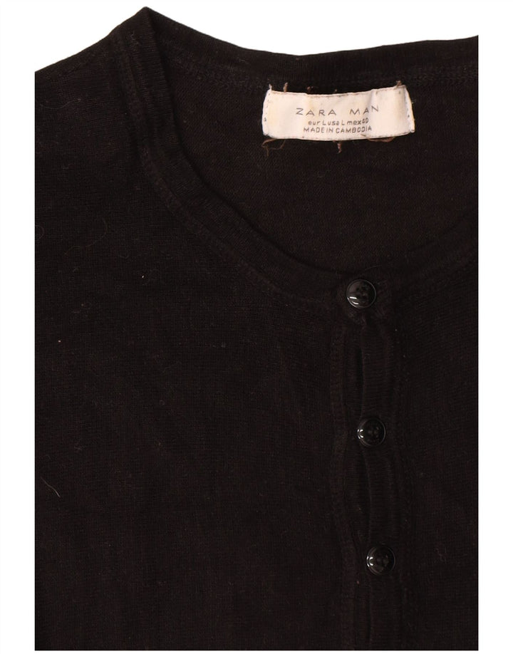 Maglione Zara da uomo a maniche corte con collo e bottoni grande nero