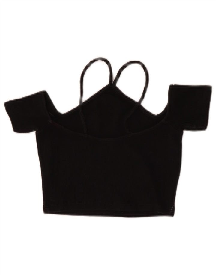 Top corto da donna con spalle scoperte Zara UK 8 piccolo cotone nero