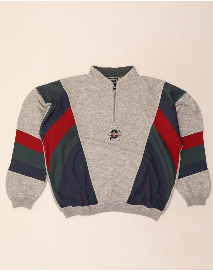 Felpa North Pole da uomo con zip e collo maglione XL grigio color block