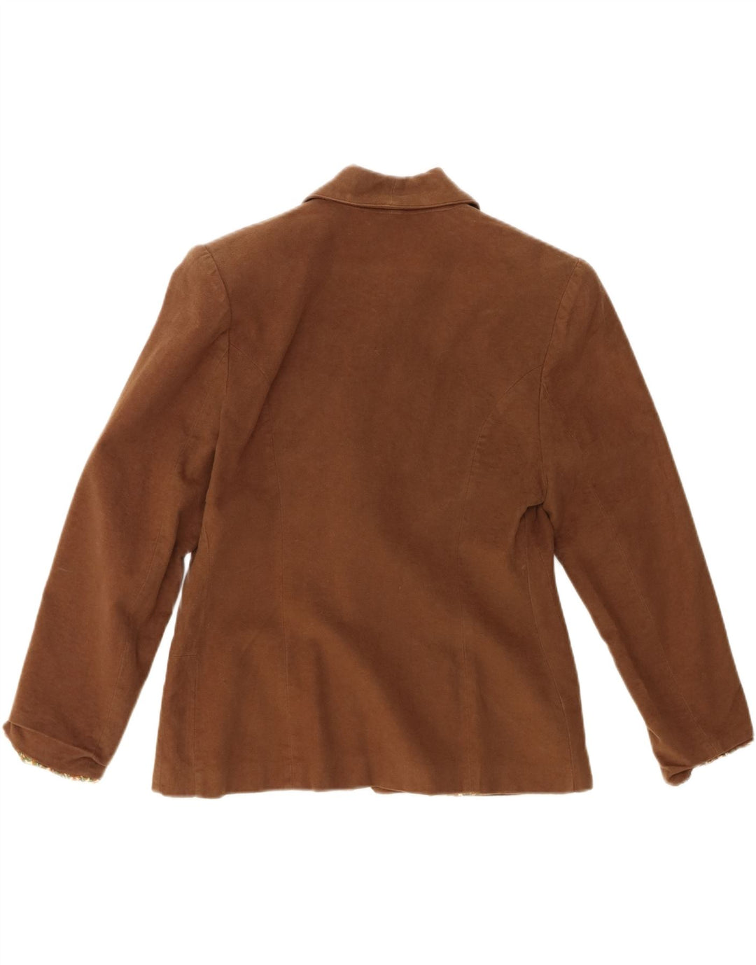 Giacca blazer vintage da donna a 2 bottoni UK 10 piccola in cotone marrone