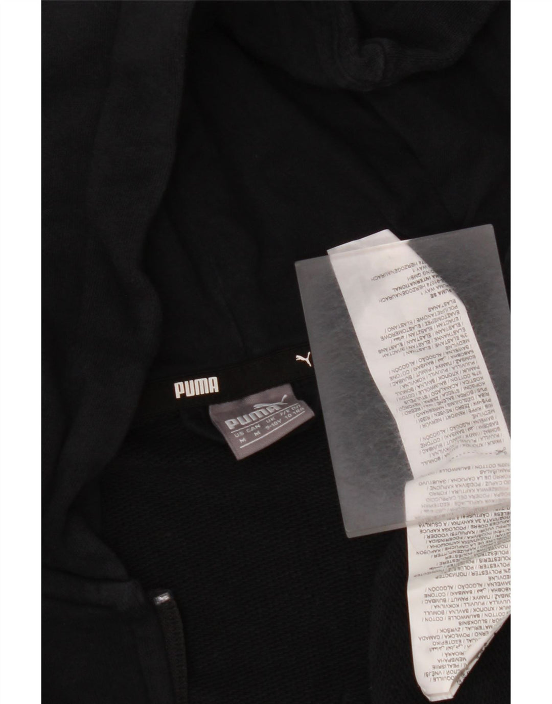 Felpa con cappuccio e zip grafica PUMA da bambino 9-10 anni in cotone nero