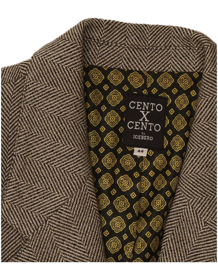 ICEBERG Womens Blazer Jacket IT 44 Medium Brown Herringbone Classic