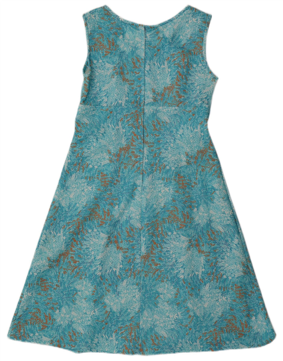 VINTAGE Womens Abstract Pattern Sleeveless A-Line Dress UK 14 Medium  Blue