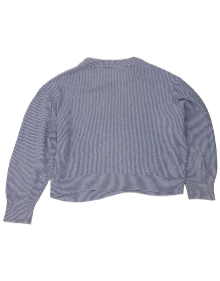 MARKS & SPENCER Maglione corto girocollo da donna UK 14 Blu medio