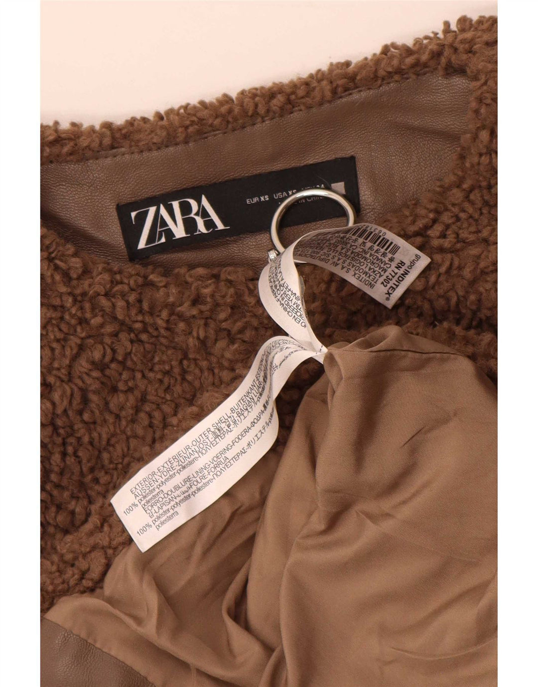 Giacca in pile oversize da donna Zara Teddy Bear UK 6 XS poliestere marrone