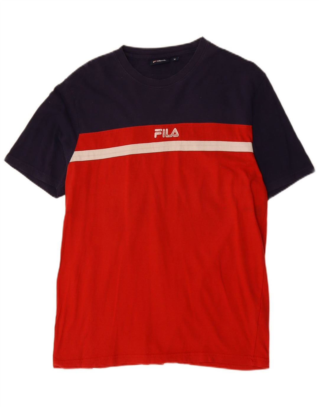 T-shirt grafica da uomo Fila Top in cotone color block rosso medio