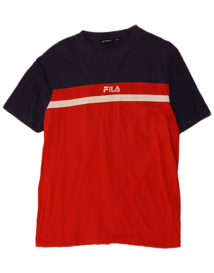 T-shirt grafica da uomo Fila Top in cotone color block rosso medio