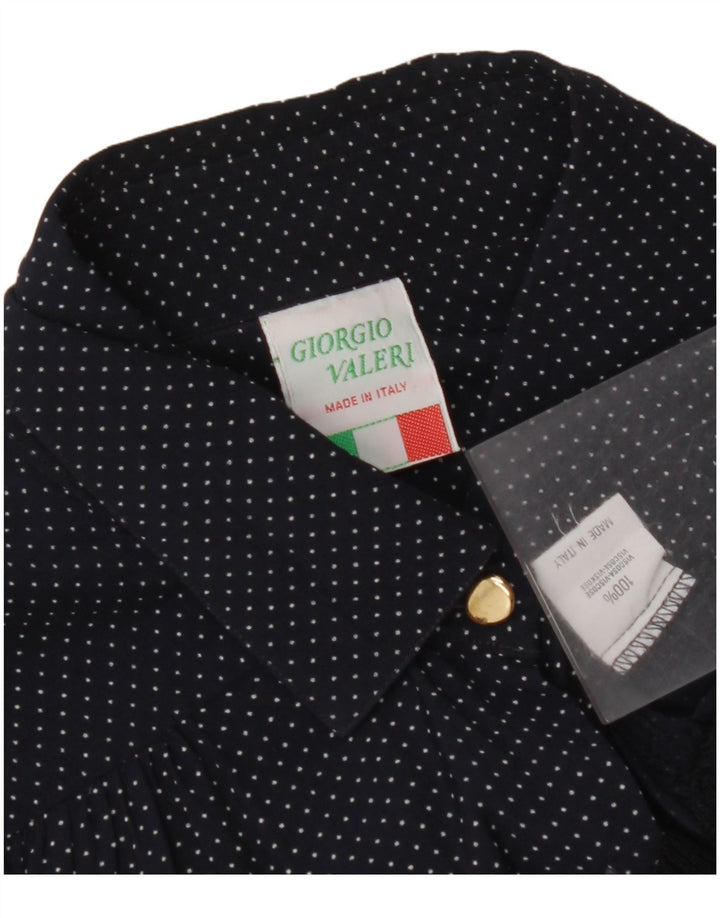 Camicetta da donna VINTAGE UK 16 Large in viscosa maculata blu navy