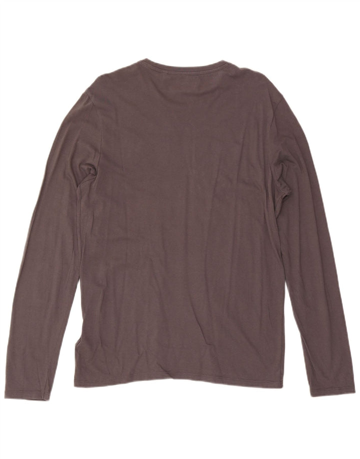 T-shirt grafica da uomo Guess a maniche lunghe piccola in cotone grigio