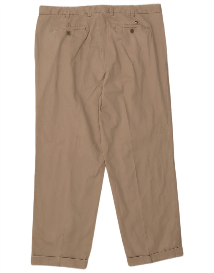 TOMMY HILFIGER Pantaloni chino con pegging da uomo W42 L32 Cotone Beige