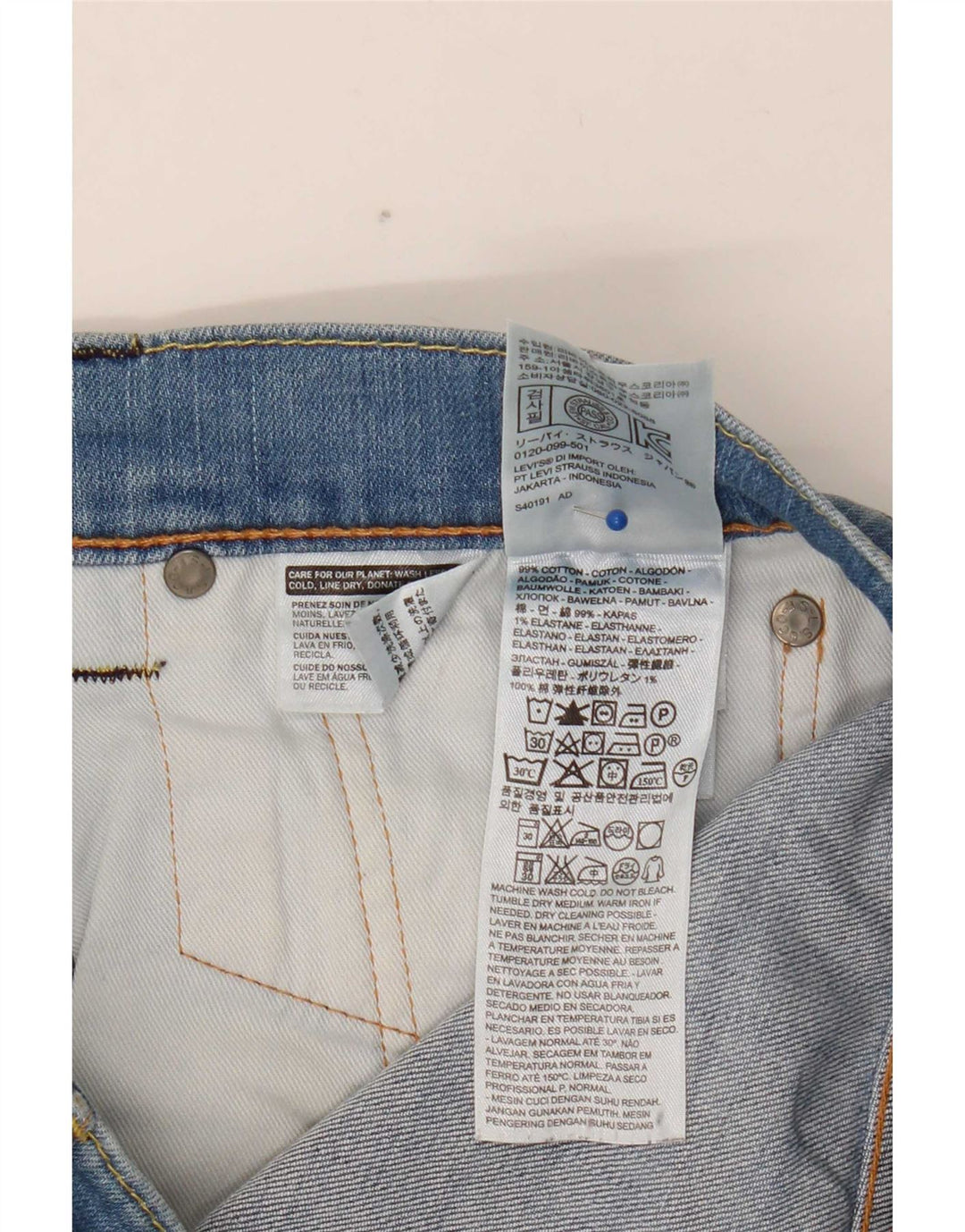 Levi's Uomo 511 Slim Jeans W32 L30 Cotone Blu