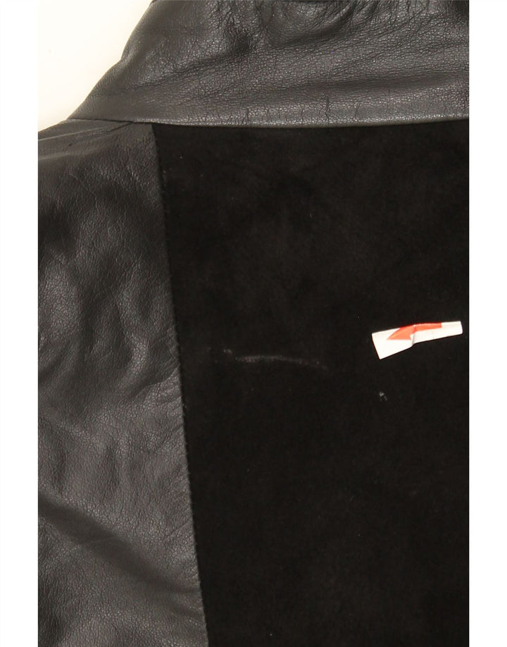 Giacca in pelle vintage da donna UK 14 media nera