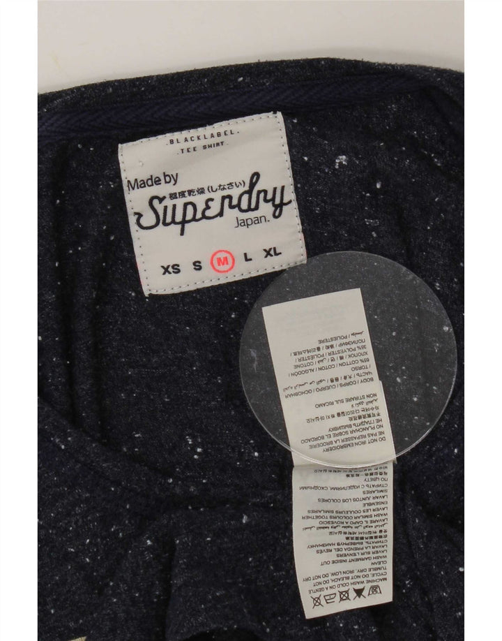Top grafico da donna a maniche lunghe Superdry UK 14 medio blu navy screziato