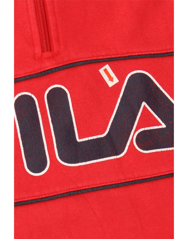 Felpa Fila da uomo con grafica con zip e collo, maglione 2XL, cotone rosso