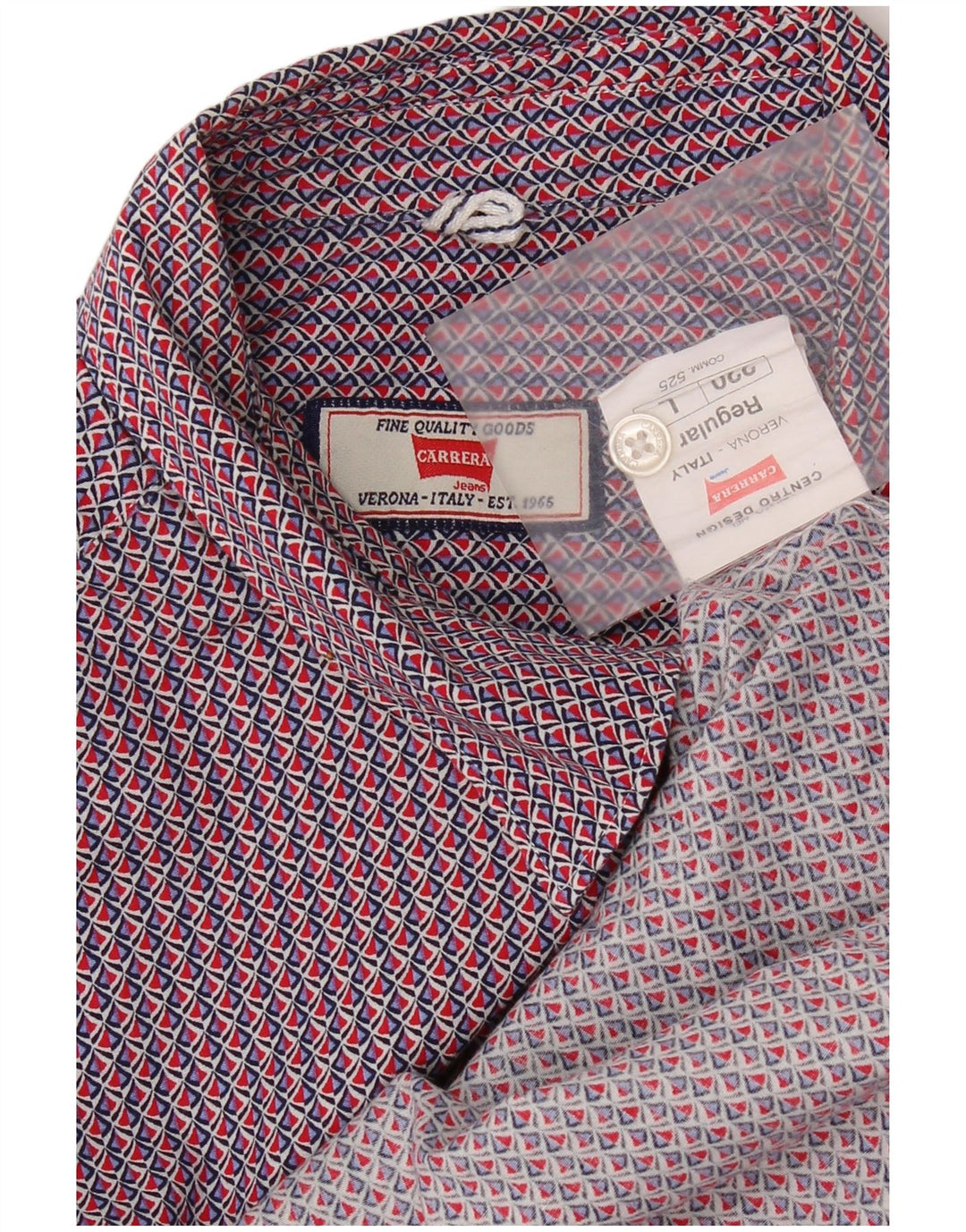 Camicia Carrera da uomo a maniche corte vestibilità regolare grande cotone geometrico rosso