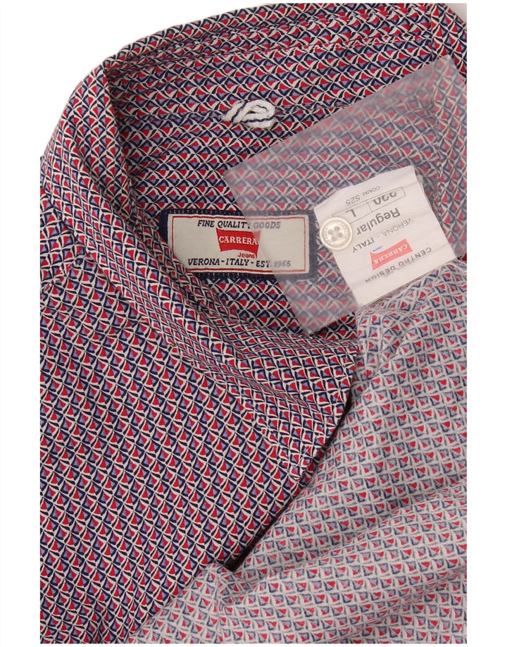 Camicia Carrera da uomo a maniche corte vestibilità regolare grande cotone geometrico rosso