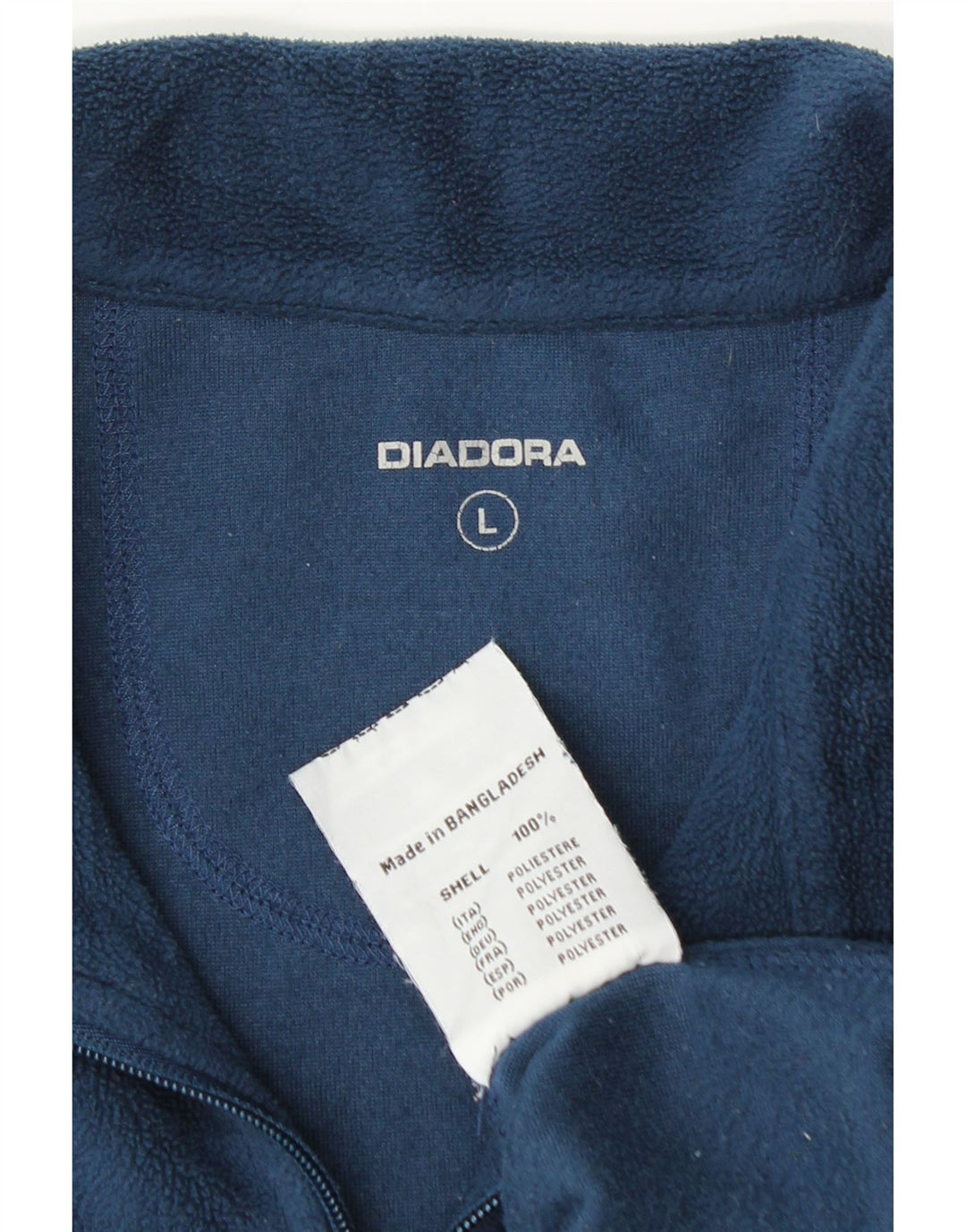 Maglione in pile da uomo Diadora con zip e collo, grande, in poliestere blu navy
