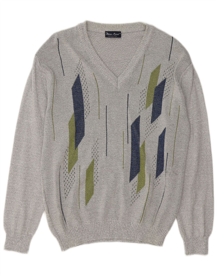 Maglione Marc Rene da uomo con scollo a V IT 50 Grigio medio geometrico