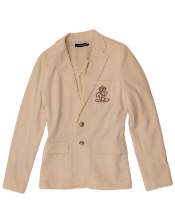 Giacca blazer a 2 bottoni da donna Ralph Lauren US 6 cotone beige medio