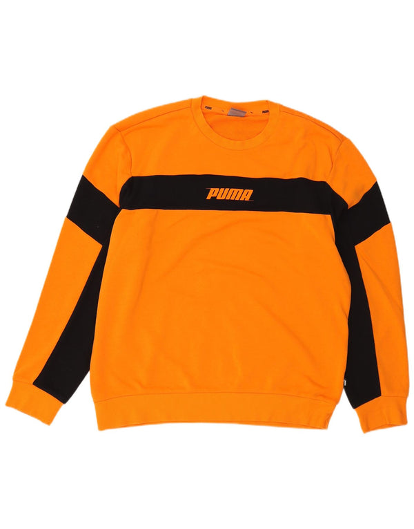 Felpa grafica da uomo Puma Maglione grande in cotone color block arancione