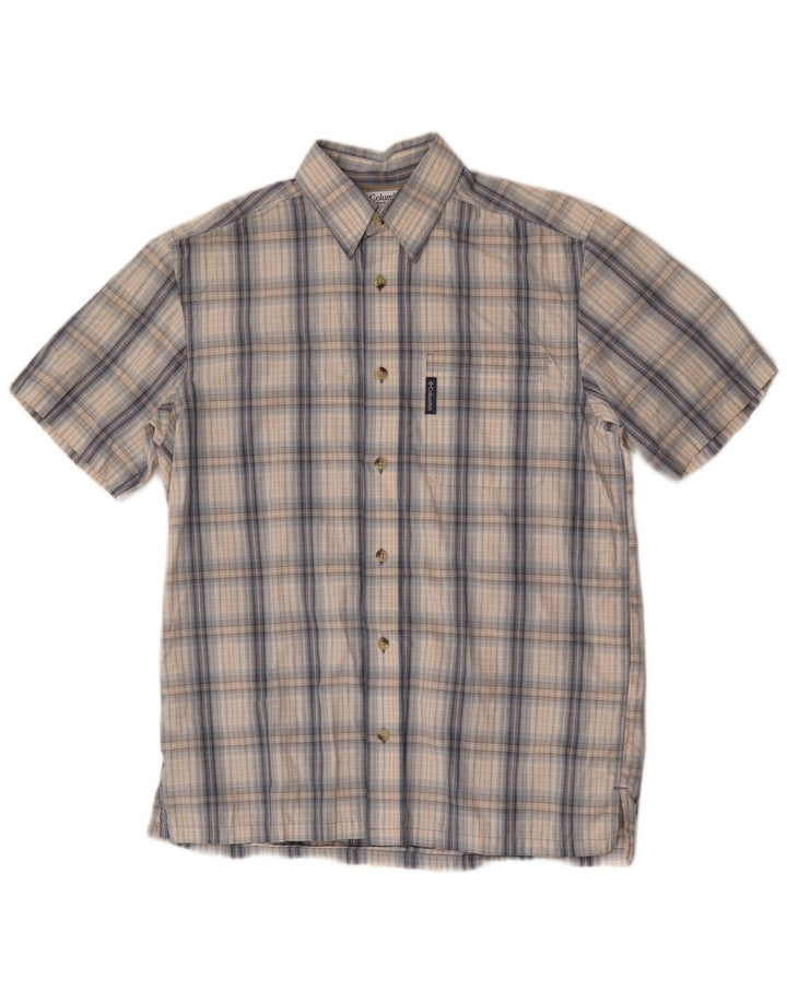 Camicia a maniche corte da uomo Columbia in cotone a quadri blu medio
