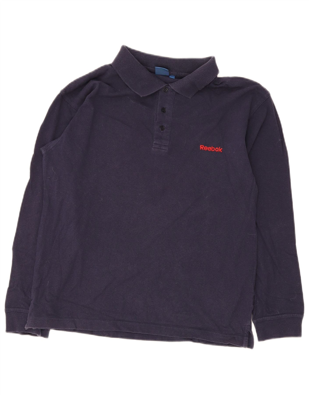 Polo Reebok da uomo a maniche lunghe in cotone blu navy medio