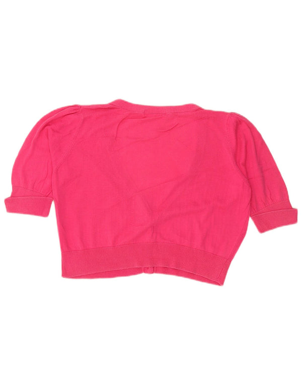 Maglione cardigan a maniche corte corto da donna Marks & Spencer UK 14 Rosa medio