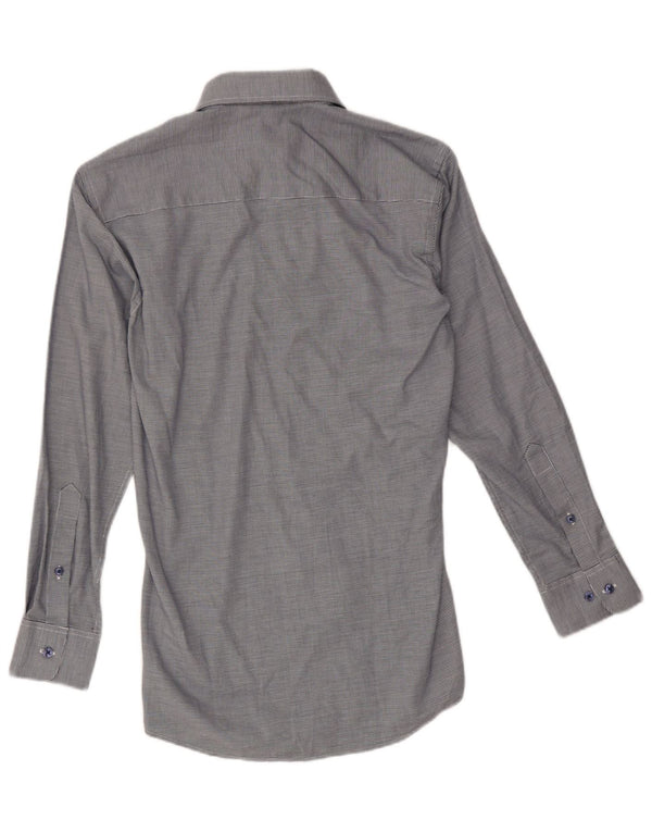 Camicia slim fit da uomo Calvin Klein taglia 37 piccola in cotone geometrico blu navy
