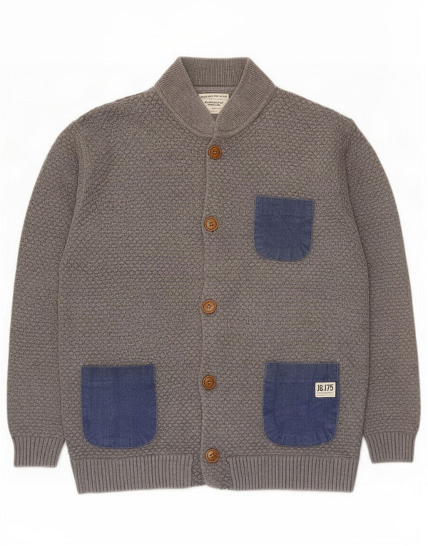 Maglione cardigan da uomo Jack & Jones XL in cotone color block grigio