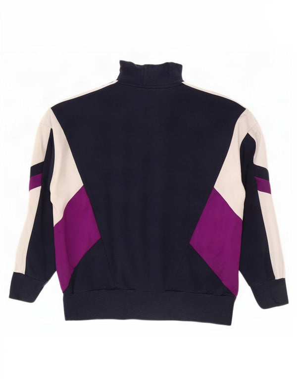 Felpa grafica da donna Adidas Jumper UK 16 Large Blu Navy Colourblock